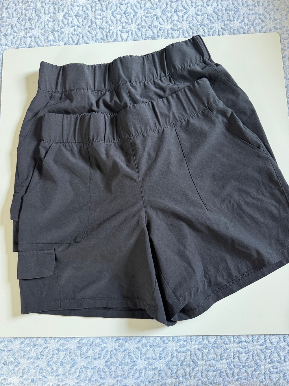 RBX Black Elastic-Waist Cargo Shorts